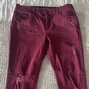 Express Women's Dark Red / Maroon Skinny Jeans